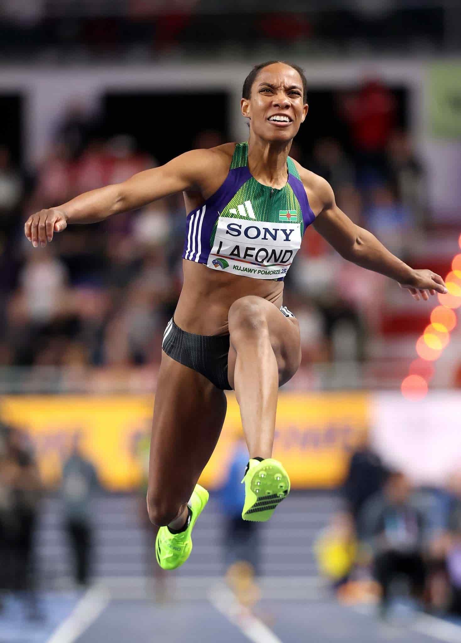 Thea Lafond Gadson breaks national record, wins triple jump