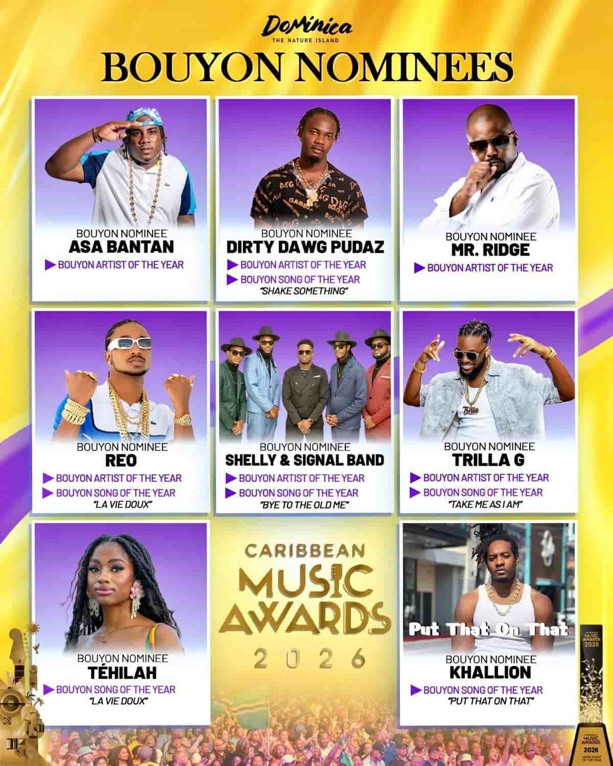 Dominica Dominates 2026 Caribbean Music Award Nominations