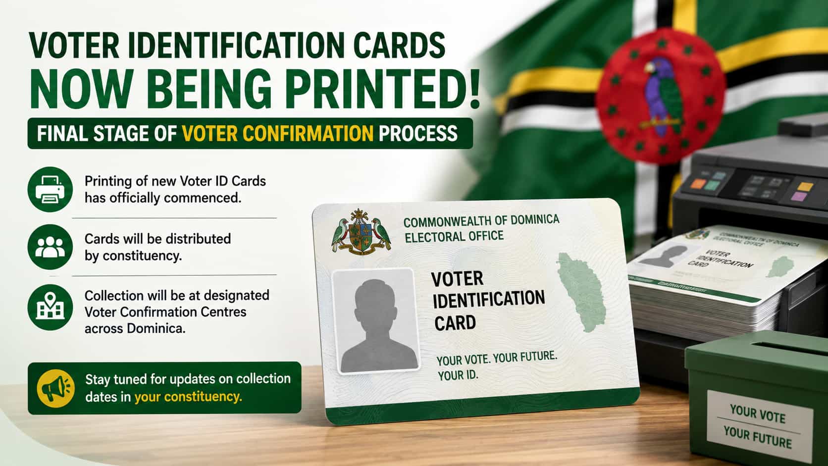 Dominica begins printing new Voter ID Cards