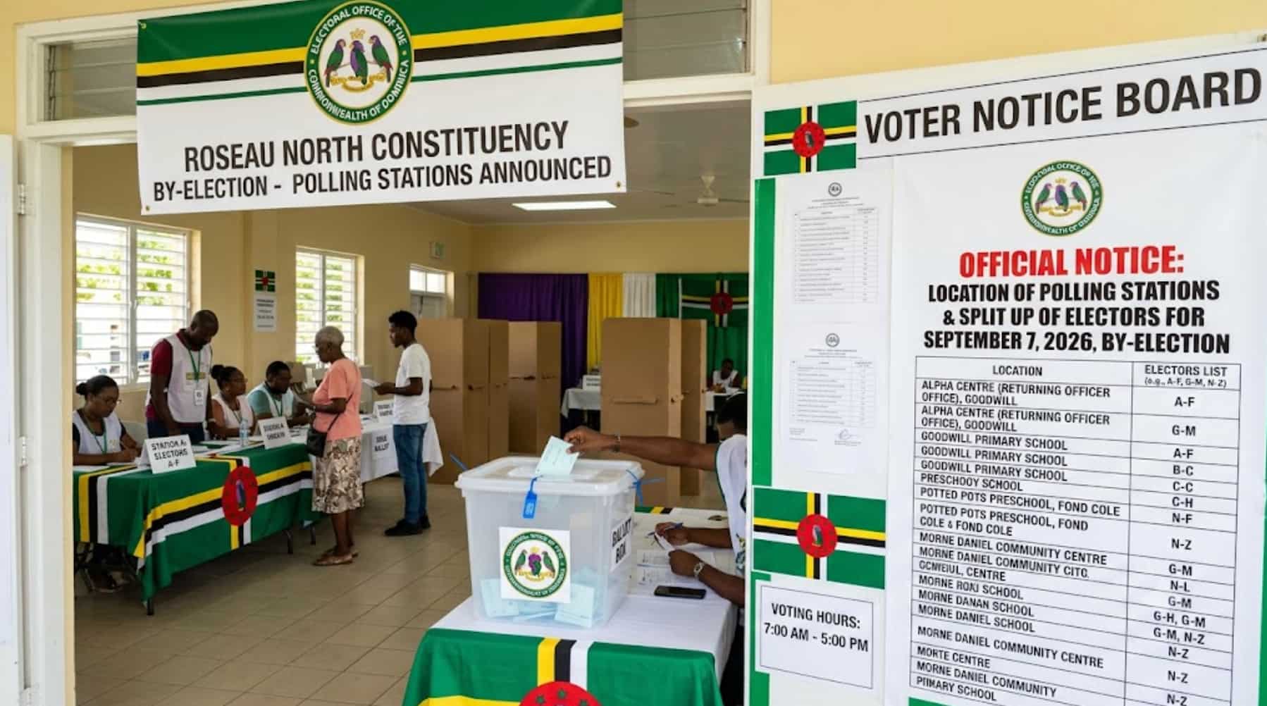 Roseau North Polling Stations Announced for By-Election